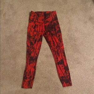 LULU LEMON red diamond dye leggings
